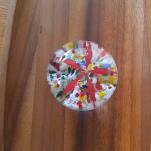 Art Glass Paper Weight Hand Blown Trumpet Flower